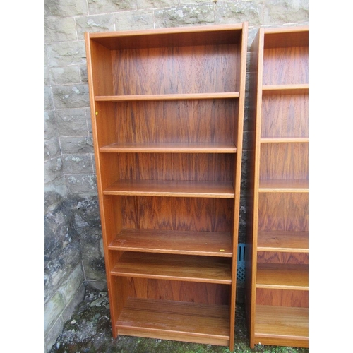 35 - A pair of Danish teak sets of shelves, stamped UP made in Denmark on the back. width 33ins, height 7... 