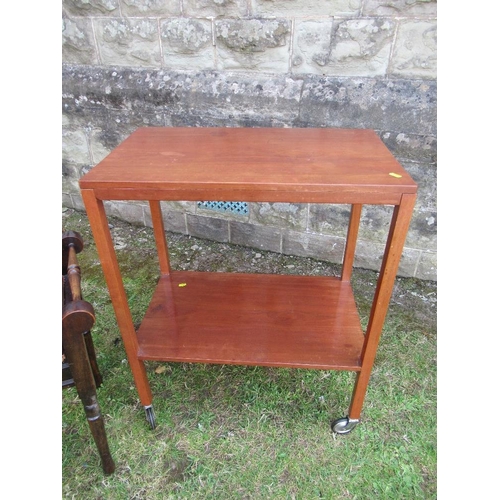44 - An Edwardian piano stool and a tea trolley