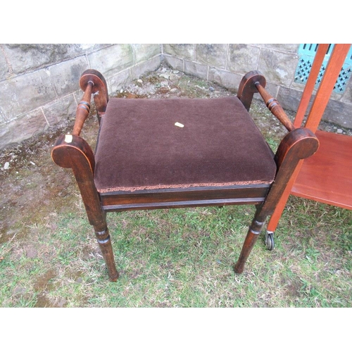 44 - An Edwardian piano stool and a tea trolley