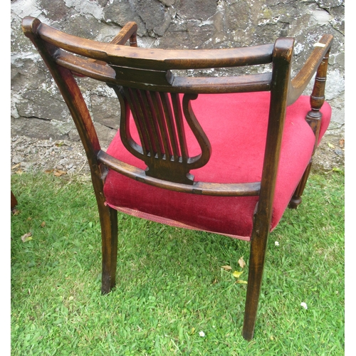 5 - A Regency open armchair, with lyre splat and front reeded legs, together with an Edwardian Show wood... 