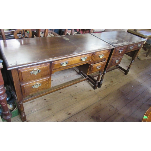 51 - An oak desk  48ins x 19.5ins height 30ins  and an oak dressing table 36ins x 19ins height 30ins