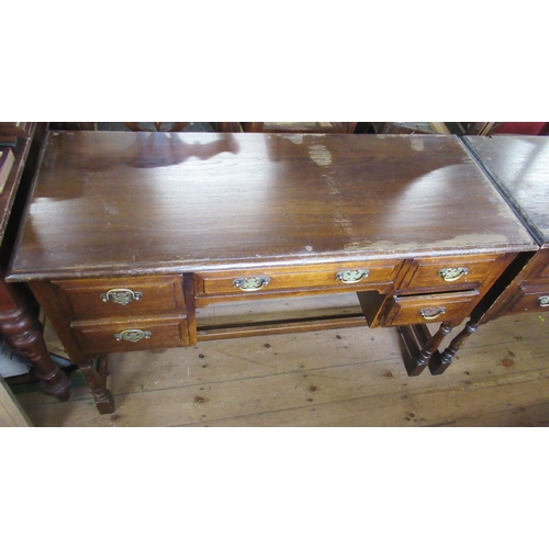 51 - An oak desk  48ins x 19.5ins height 30ins  and an oak dressing table 36ins x 19ins height 30ins