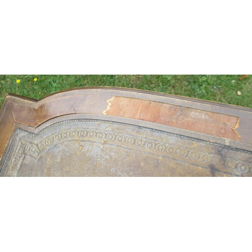 82 - A 19th century inlaid writing desk, with leather writing surface and having two frieze drawers, af, ... 