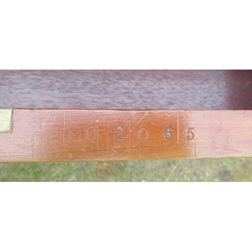 82 - A 19th century inlaid writing desk, with leather writing surface and having two frieze drawers, af, ... 