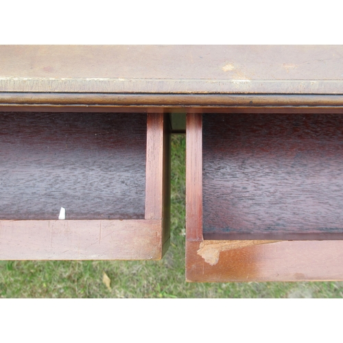 82 - A 19th century inlaid writing desk, with leather writing surface and having two frieze drawers, af, ... 