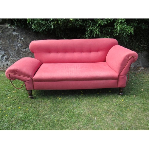 1 - A Victorian upholstered drop end sofa, height to the seat 17ins, total height 32ins, depth 30ins, wi... 