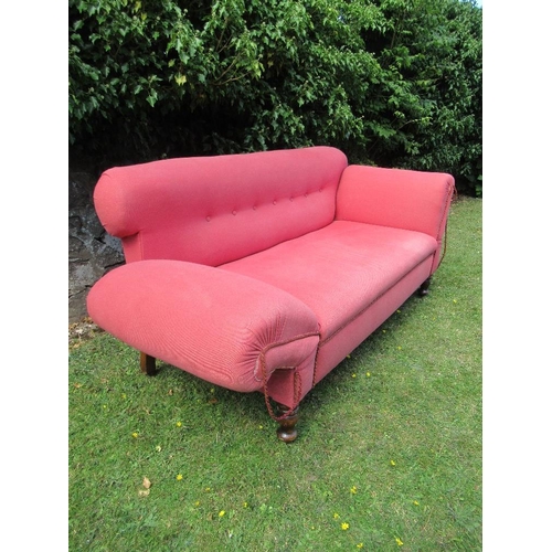 1 - A Victorian upholstered drop end sofa, height to the seat 17ins, total height 32ins, depth 30ins, wi... 