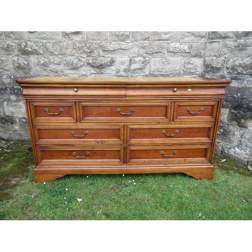 13 - (40) A modern walnut sideboard by Lexington fitted with an arrangement of nine various drawers, widt... 