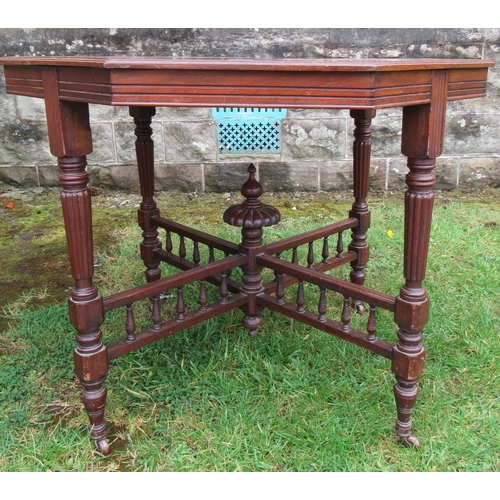 19 - An Edwardian mahogany octagonal table, diameter 35ins, height 28ins