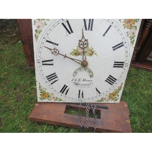 21 - An oak long case clock with square dial by Mason of Worcester