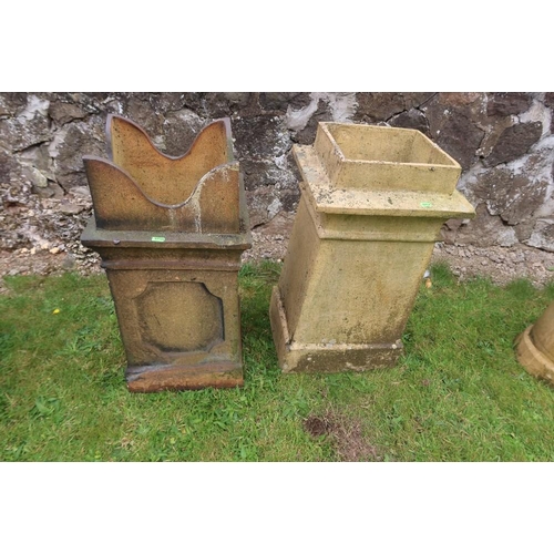 37 - Two garden stone ware chimneys height 28ins and 29ins