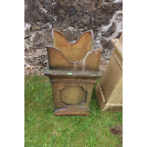 37 - Two garden stone ware chimneys height 28ins and 29ins