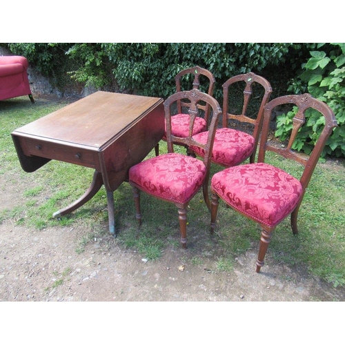 47 - A Victorian mahogany Pembroke table, fitted with a frieze drawer raised on four out splayed legs wit... 