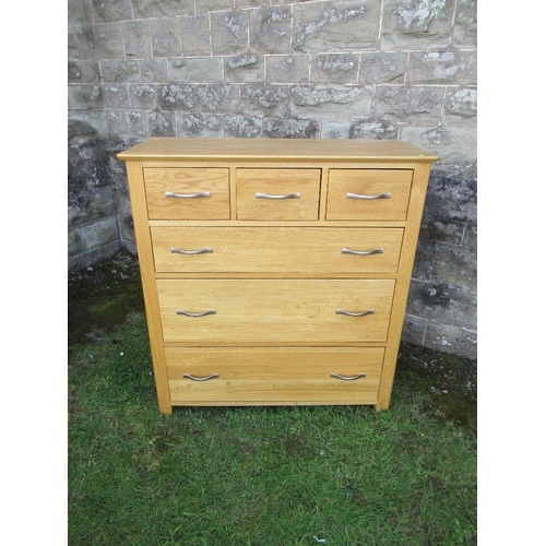 48 - (58) A modern oak chest of three short drawer over three long drawers, width 38.5ins, depth 16.5ins,... 