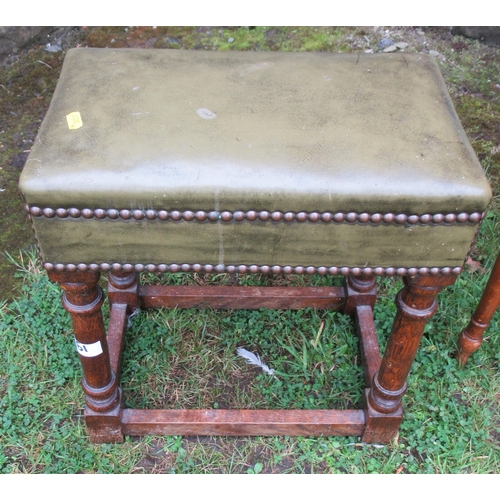 51 - Three cane chairs and a leather topped stool