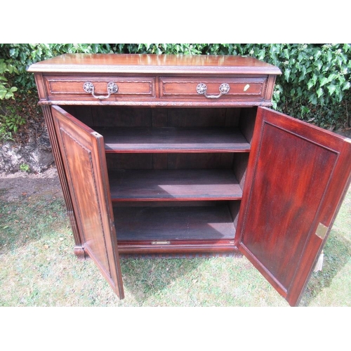 71 - A reproduction mahogany cupboard with two drawers and two cupboards, width 36ins