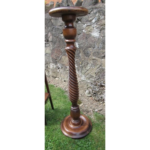 73 - A circular Victorian mahogany occasional table diameter 21ins together with two jardinière stands