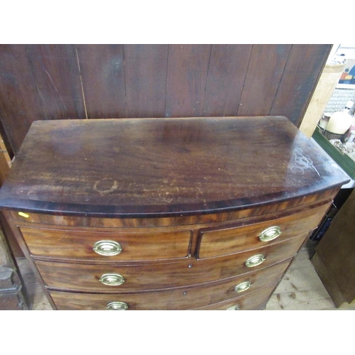 75 - A Victorian mahogany bow front chest of drawers, 43ins x 21ins, height 44ins