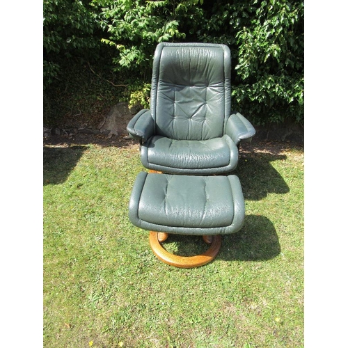 8 - (55) A modern leather effect chair and stool