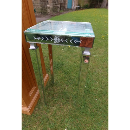 81 - A modern pine chest of drawers together with a glass occasional table