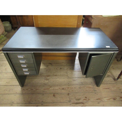 1 - A metal utility style desk, in the manner of Milner , width 48ins, depth 26ins, height 29ins