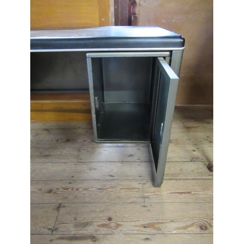 1 - A metal utility style desk, in the manner of Milner , width 48ins, depth 26ins, height 29ins