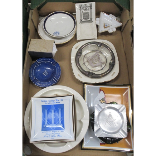 132 - A collection of Masonic ashtrays and other items