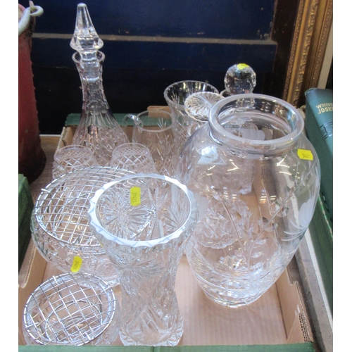 138 - A collection of glass items, to include decanters etc