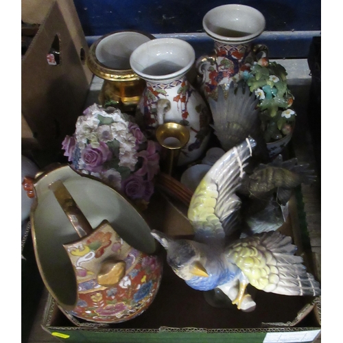 140 - An box of assorted china, to include a model bird