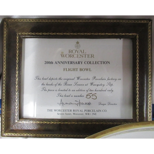 156 - A boxed Royal Worcester 200th Anniversary Flight Bowl, with certificate, together with a 250th Anniv... 