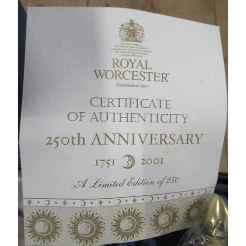 156 - A boxed Royal Worcester 200th Anniversary Flight Bowl, with certificate, together with a 250th Anniv... 