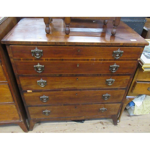 16 - A19th century mahogany chest of drawers, fitted with a secretaire drawer, width 37ins, depth 21ins ,... 