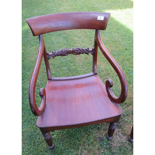 25 - A Regency mahogany open armchair, together with another upholstered 19th century open armchair