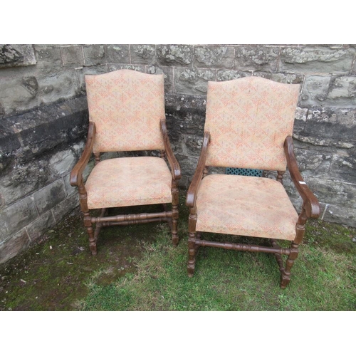 27 - A pair of 17th century  design open armchairs