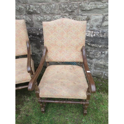 27 - A pair of 17th century  design open armchairs