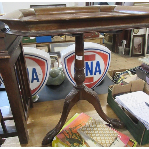 50 - A square tray topped occasional table on a tripod base