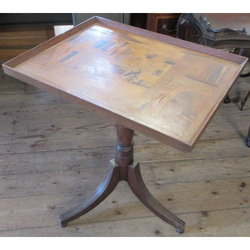 68 - An occasional table, with rectangular top decorated with with figures, 25ins x 19ins x 29ins