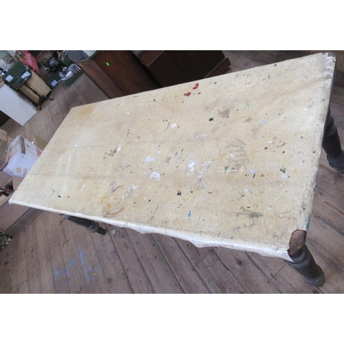 71 - A large scrub top pine kitchen table