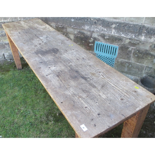 75a - A narrow Antique pine table, 84ins x 21ins, height 30ins