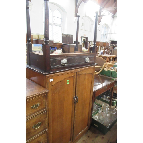 77 - An oak cabinet , side table and another table