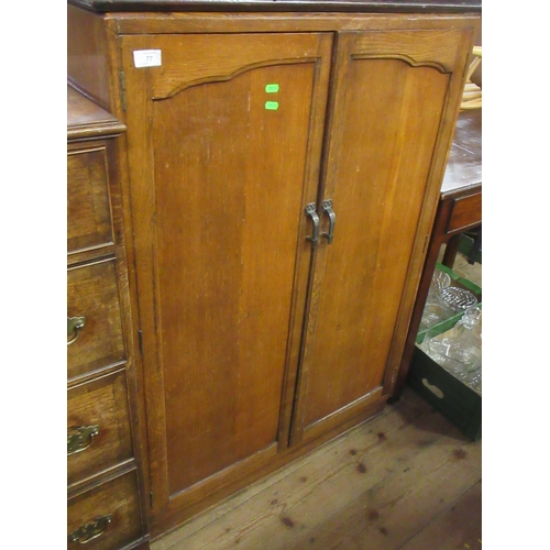 77 - An oak cabinet , side table and another table