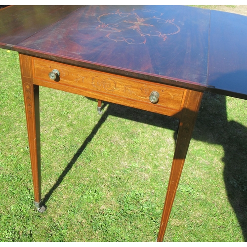 82 - A Georgian mahogany Pembroke table, with inlaid decoration 40ins x 32.5ins x 30ins