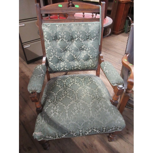 34A - A Victorian easy chair and a leather arm chair