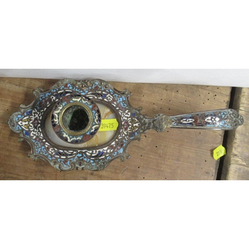 142 - A champleve enamel and metal chamberstick, length 9.5ins