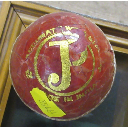 160 - A cased miniature autograph cricket bat, Australia - England 1946/7, together with a cricket ball