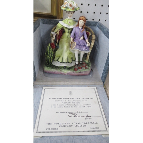 163 - A Royal Worcester model, Charlotte and Jane, boxed with certificate