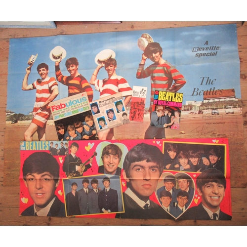 181 - A collection of Beatles ephemera, to include two posters, Reveille Special with facsimile signatures... 