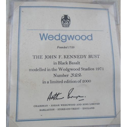 209 - A Wedgwood limited edition black basalt bust, of John F Kennedy, 1971, with certificate