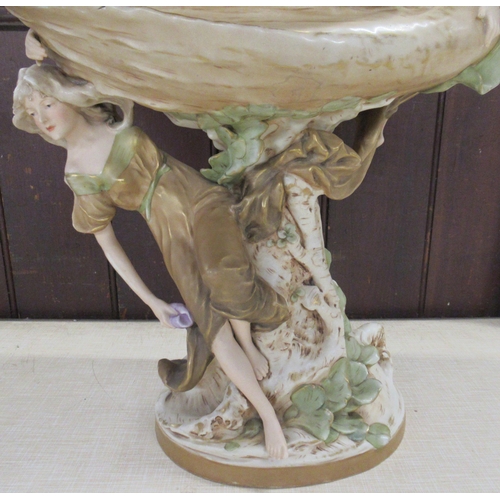 246 - A large Royal Dux centre piece, decorated in the Art Nouveau style, height 21ins