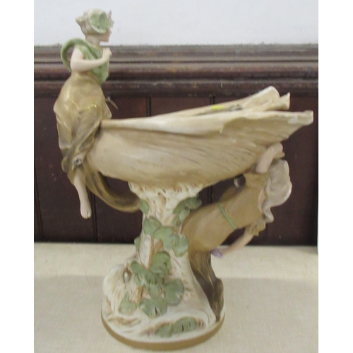 246 - A large Royal Dux centre piece, decorated in the Art Nouveau style, height 21ins